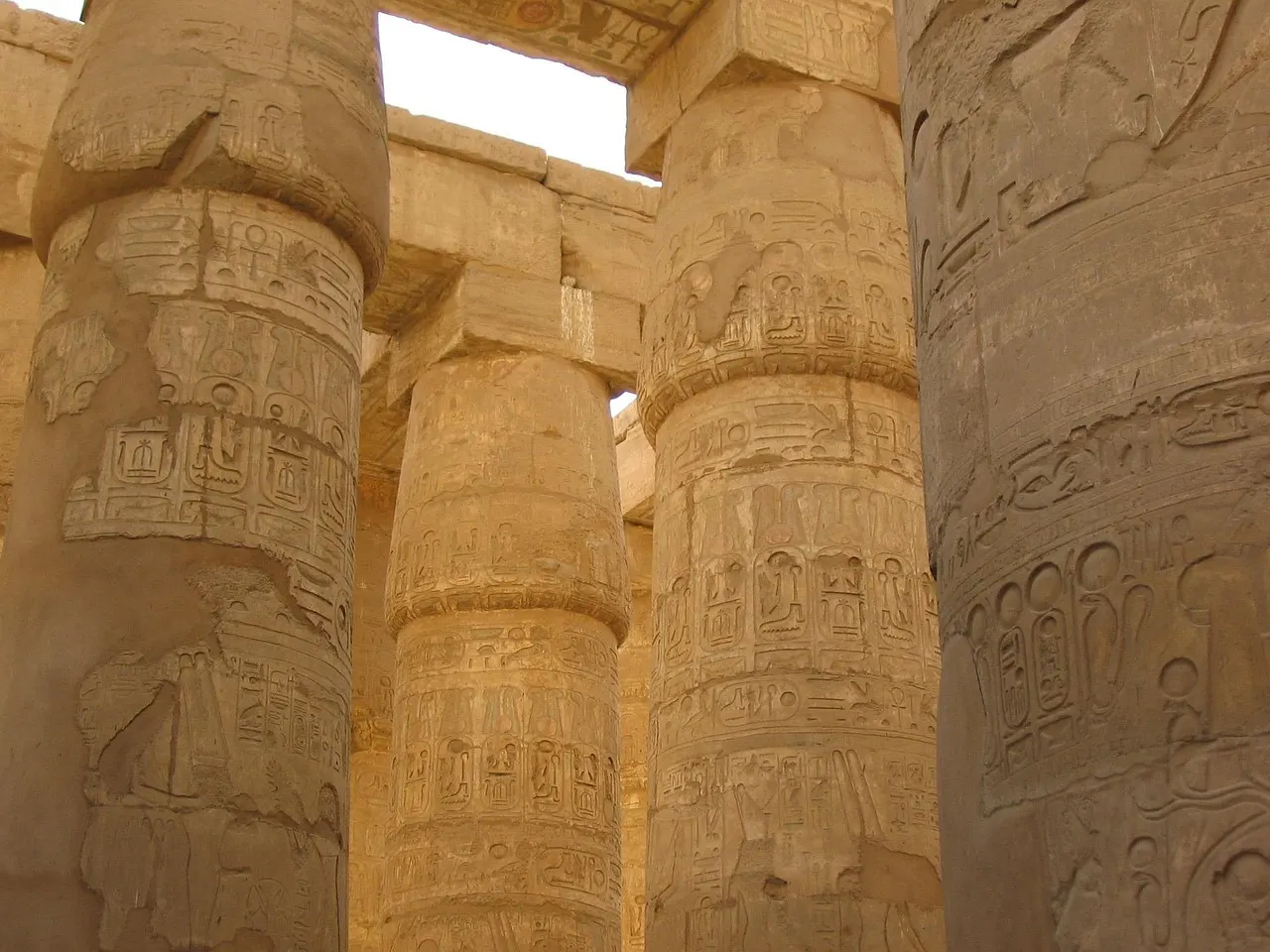 Karnak Temple Hypostyle Hall columns in Luxor Egypt