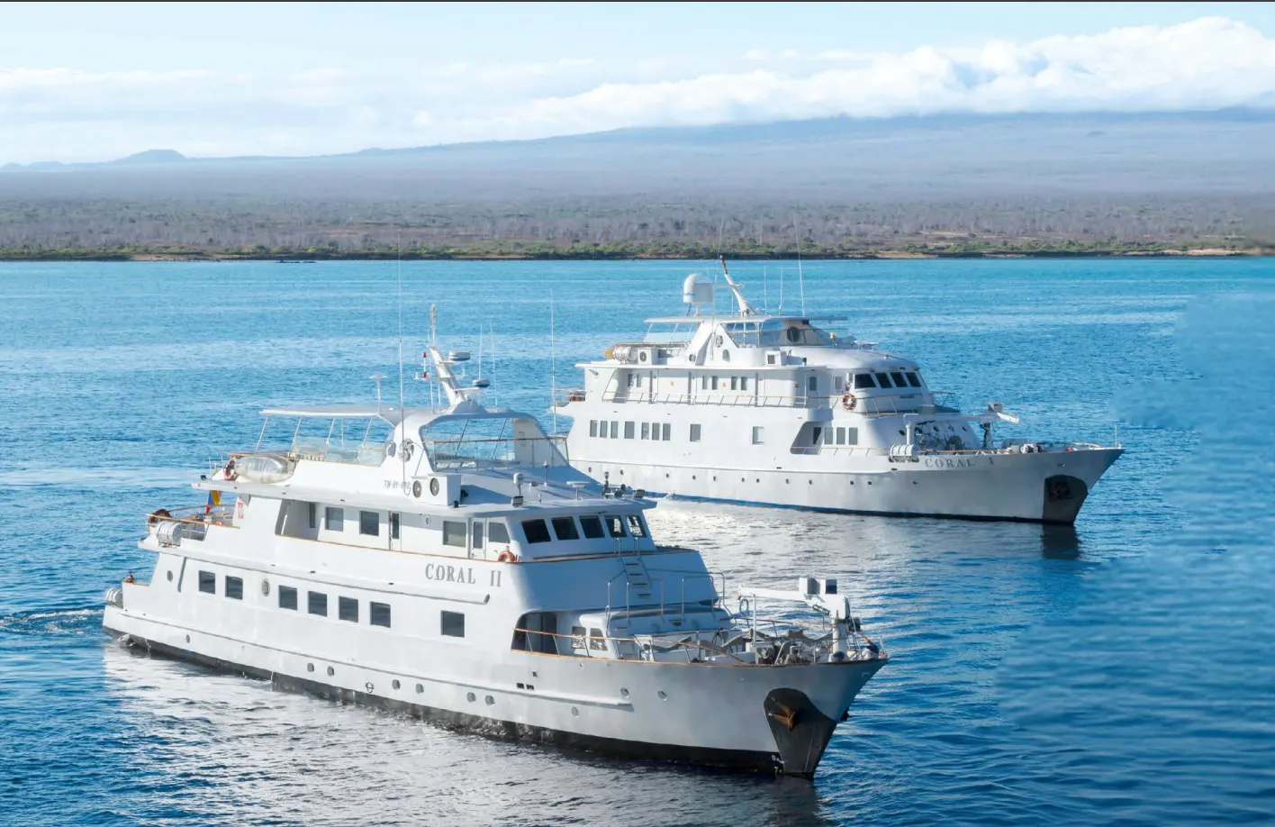 Coral I and Coral II expedition yachts sailing in the Galápagos
