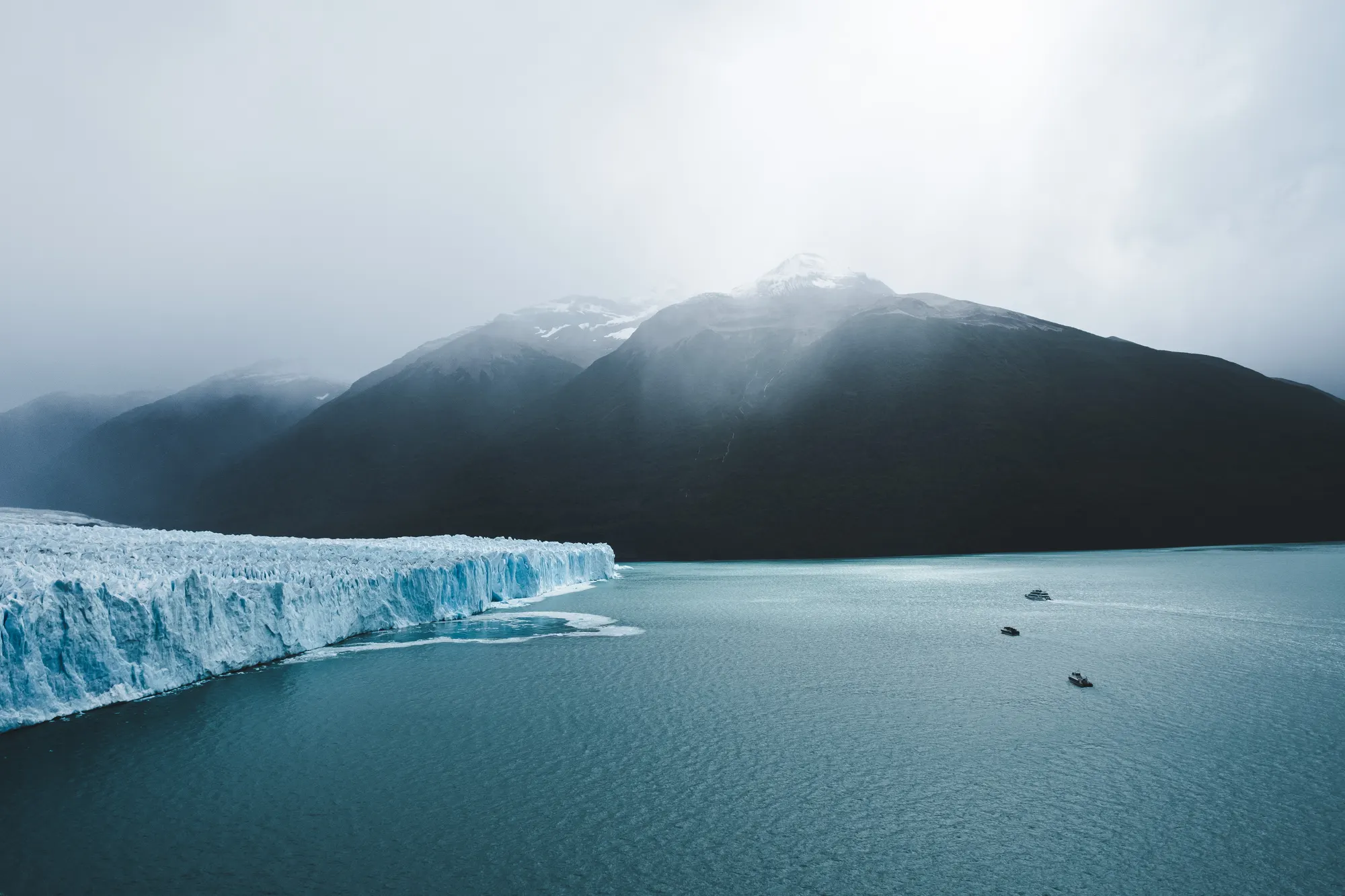 Perito Moreno glacier and lake with mountains in Patagonia, Argentina