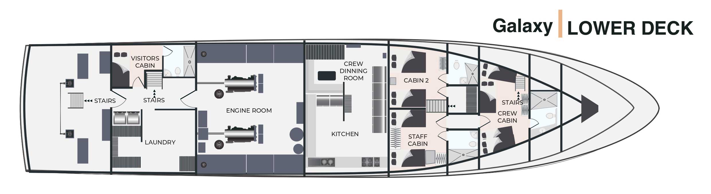 M/Y Galaxy – Lower Deck deck plan